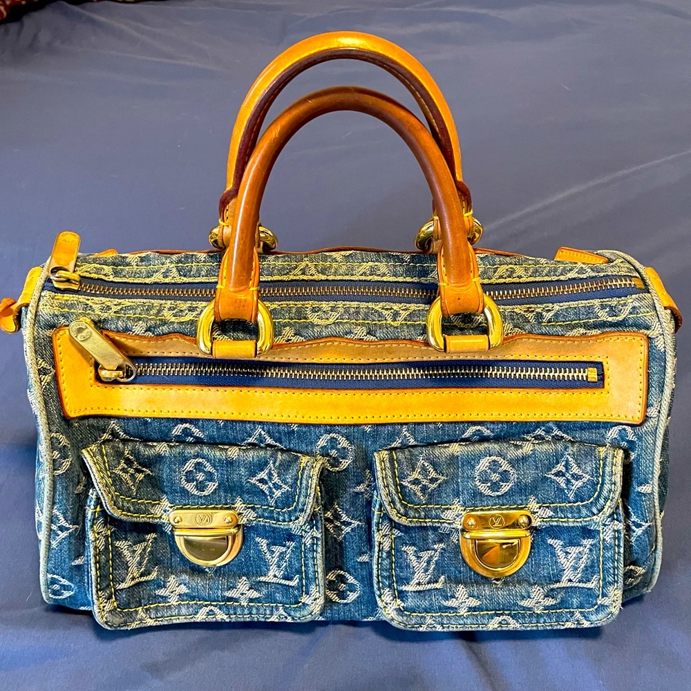 Authentic Louis Vuitton Denim Speedy monogram pre loved condition